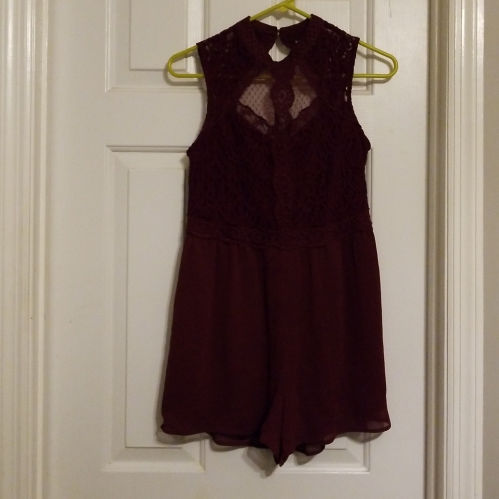 Burgandy shorts romper